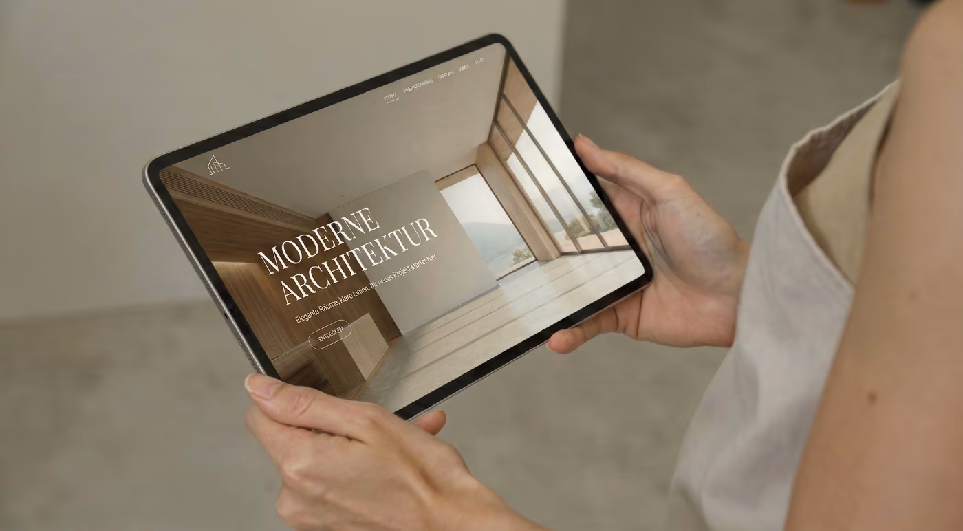 Responsive Webdesign – Tablet-Ansicht einer Unternehmenswebsite